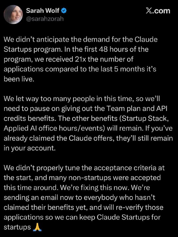 تصویر همراه خبر درباره برنامه Claude Startups